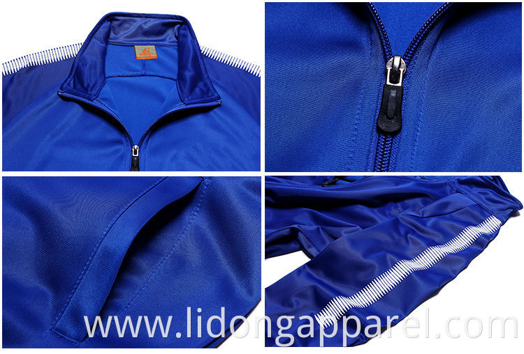 LiDong custom high quality sportswear 100% Polyester blue tracksuit wholesale